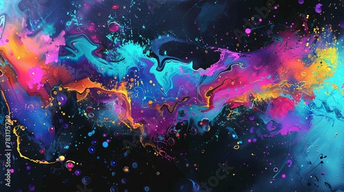 Vibrant abstract artwork with splashes of neon colors © KerXing