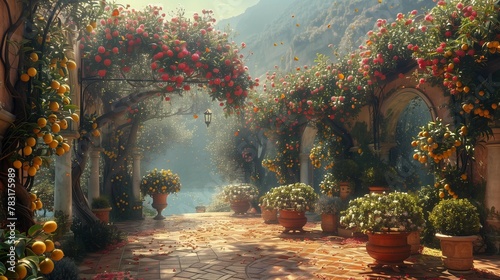 Mediterranean Garden Paradise, generative ai © Matus