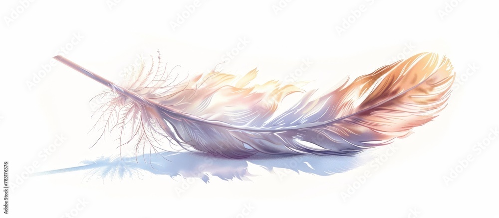 Resting gently, a solitary feather has settled on the earth, a delicate sight to behold Resting gently, a solitary feather has settled on the earth, a delicate sight to behold