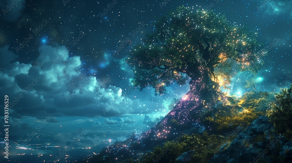 Fototapeta premium Glowing Starry Night, generative ai