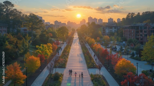 City Life: Aerial View of Atlanta BeltLine, generative ai