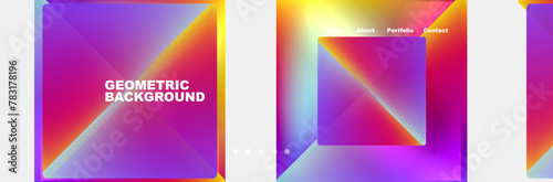 a set of geometric backgrounds with a rainbow colored gradient