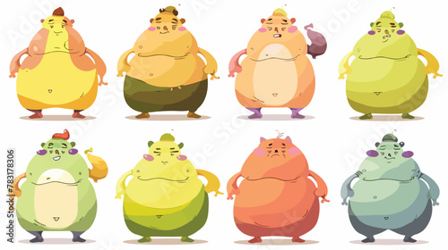 Fat big belly icon set. Cartoon set of fat big bell photo