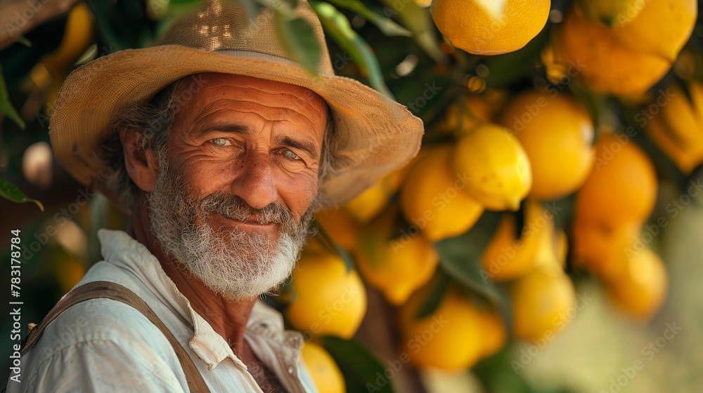 Authentic Lemon Farmer of Amalfi Coast, generative ai