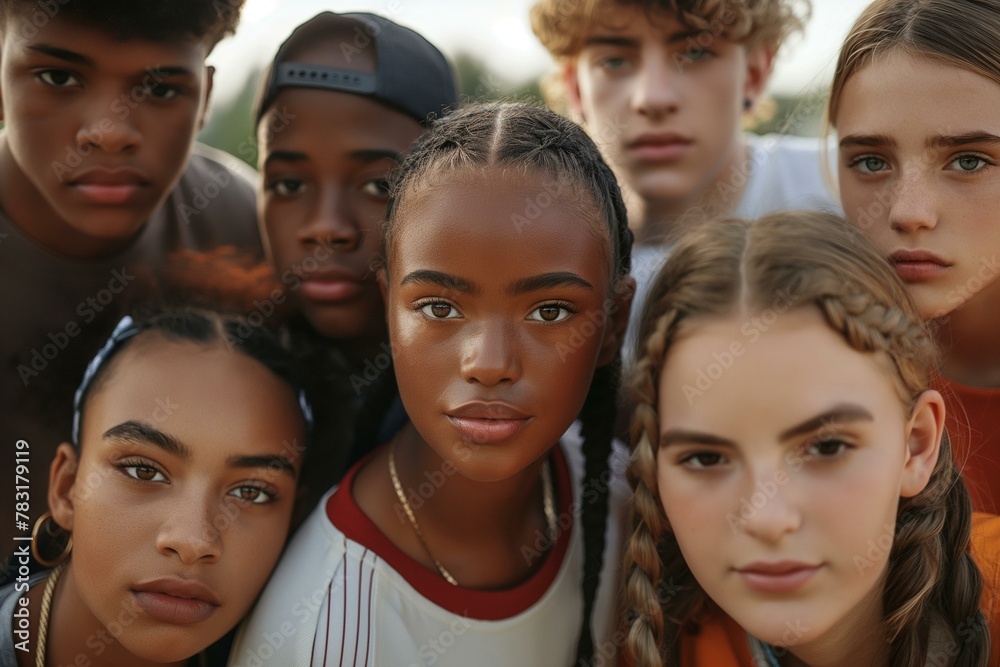 Diverse Group of Teenagers Sharing a Moment of Camaraderie Outdoors Diverse Group of Teenagers Sharing a Moment of Camaraderie Outdoors