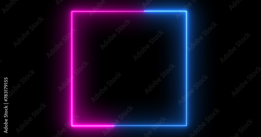 Colorful neon glowing stripes square line frame animation. Square screen box neon frame modern screen show presentation projection 3d rendering element in black. Minimal design border asset clip. Colorful neon glowing stripes square line frame animation. Square screen box neon frame modern screen show presentation projection 3d rendering element in black. Minimal design border asset clip.