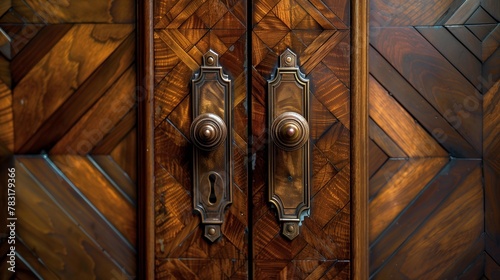 Vintage Geometric Door Hardware, generative ai