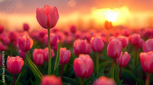 Radiant Hope: A Pink Tulip Standing Tall, generative ai