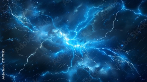 Burst of lightning illuminating the sky with its powerful and electrifying energy © KerXing