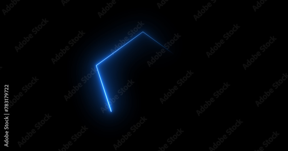 Traceable neon light moving on border of a pentagon. Glowing pentagon noen stripes frame seamless animation disco party night club sign. Neon diamond retro style fluorescent tube laser light. Traceable neon light moving on border of a pentagon. Glowing pentagon noen stripes frame seamless animation disco party night club sign. Neon diamond retro style fluorescent tube laser light.