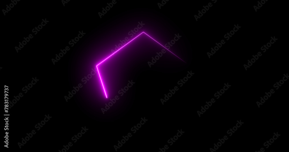 Traceable neon light moving on border of a pentagon. Glowing pentagon noen stripes frame seamless animation disco party night club sign. Neon diamond retro style fluorescent tube laser light. Traceable neon light moving on border of a pentagon. Glowing pentagon noen stripes frame seamless animation disco party night club sign. Neon diamond retro style fluorescent tube laser light.