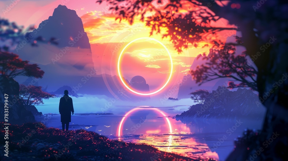 Magical gateways, strange landscapes, diverse cultures, and thrilling encounters await beyond the portals Realistic illustrations capture the imagination of parallel world exploration