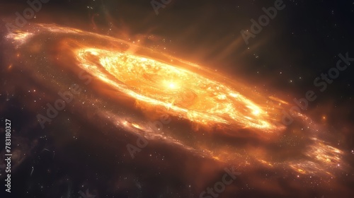 Cosmic 3D glow emanating from a distant galaxy or nebula