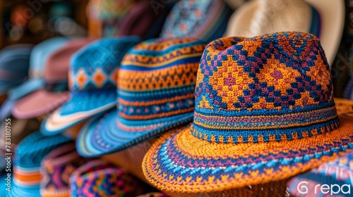 Handcrafted Hat Variety at Market, generative ai