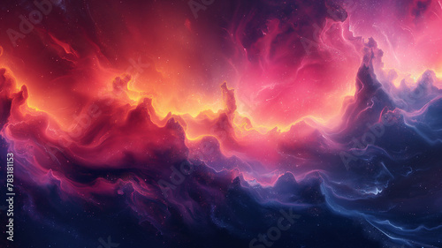 A colorful space scene with a purple and blue cloud in the middle © CtrlN