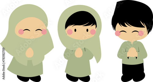 a girl wearing hijabi head scarf, anak perempuan dengan penutup rambut doodle