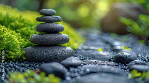 Tranquil Zen Background with Stone Pebbles and Bamboo Stems