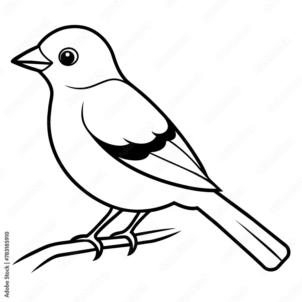 Obraz premium Bird on a branch vector illustration. 