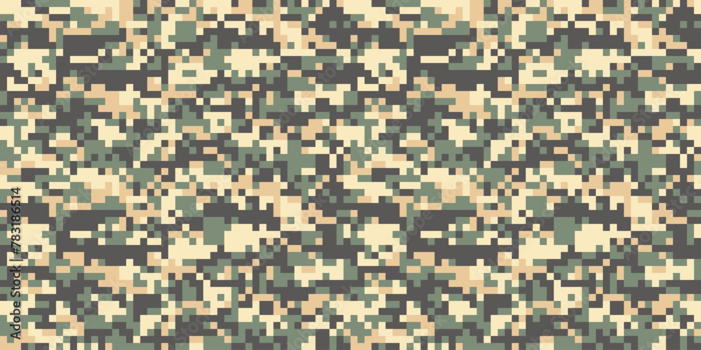 Digital pixel camouflage military texture background. Seamless pattern.Vector. ピクセルでできた迷彩パターン
Digital pixel camouflage military texture background. Seamless pattern.Vector. ピクセルでできた迷彩パターン