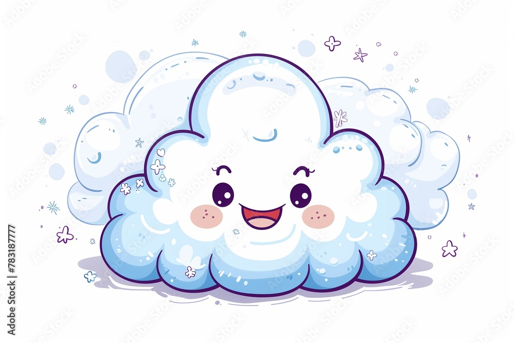 illustration of a flufy cartoonish cute cloud isolated on a white background illustration of a flufy cartoonish cute cloud isolated on a white background