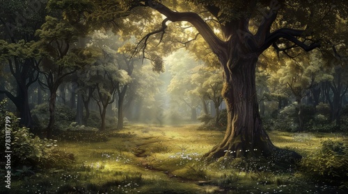 Everlasting peace portrayed in the quiet solitude of a forest glade photo