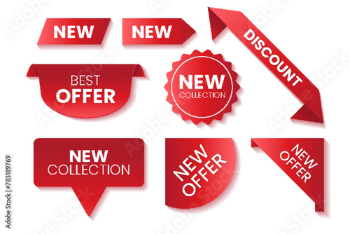Set of red sale tag sticker badge for promotion
