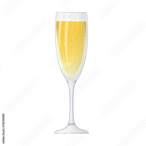 white sparkling wine. alcoholic drink, hand drawn in cartoon style.