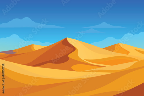 Fototapeta Naklejka Na Ścianę i Meble -  Big 3d realistic background of sand dunes. Desert landscape with blue sky vector design