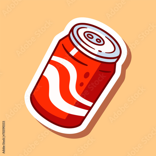 Soda can illustration, vector. Tin can of lemonade sticker.