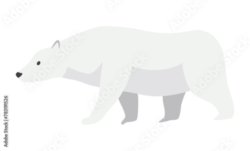 North pole arctic fauna. Polar bear  illustration in flat style. Arctic animal icon. Winter zoo design element