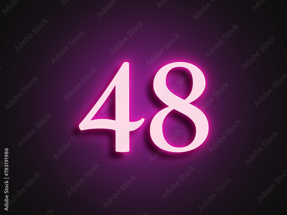 Pink glowing Neon light text effect of number 48. Pink glowing Neon light text effect of number 48.