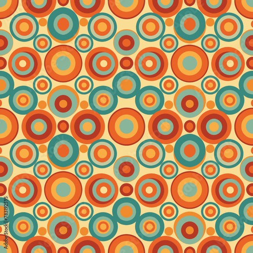 Seamless pattern with circles in retro style. Vector illustration.