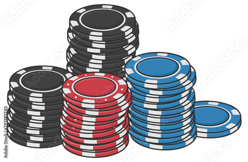 stacks of casino chips without background