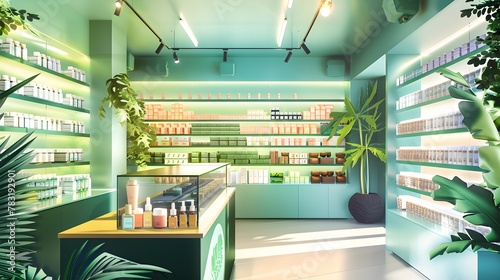 Vibrant Modern Dispensary Showcasing Diverse Medical Cannabis Products for Personalized Therapeutic Care and Patient Choice