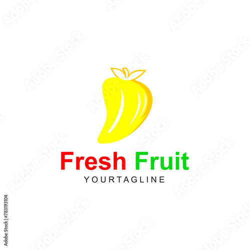 Fresh Mango Fruit Vector Graphic Logo.