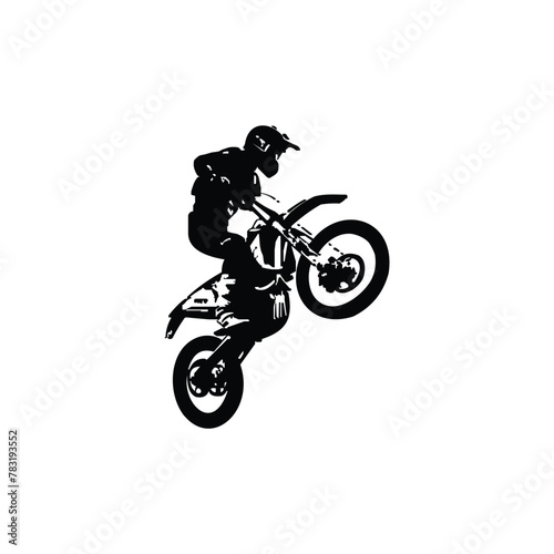 silhouette of a motocross jumping. vector illustration.