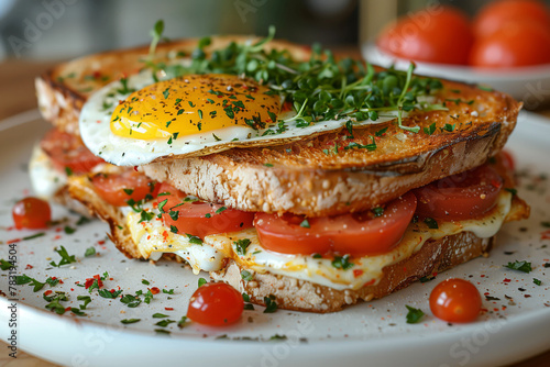A Luscious Egg Panini Experience, Dressed with Tomato and Sprinkled with Herbs