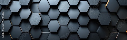 Hexagonal Anthracite Modern Tile Mirror Texture Background Banner Panorama photo