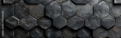 Hexagonal Anthracite Modern Tile Mirror Texture Background Banner Panorama photo