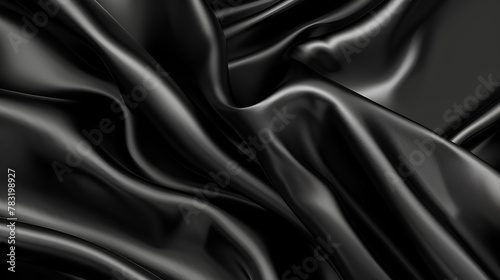  Abstract Black Background with Glare ,Black silk drapery , Abstract wavy background ,luxury black fabric background