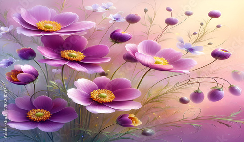 a beautiful image with purple flowers. © AMIRUN