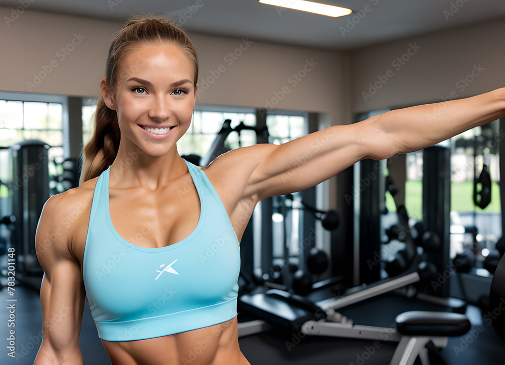 Girl in the gym, athletic and beautiful, generative ai Girl in the gym, athletic and beautiful, generative ai