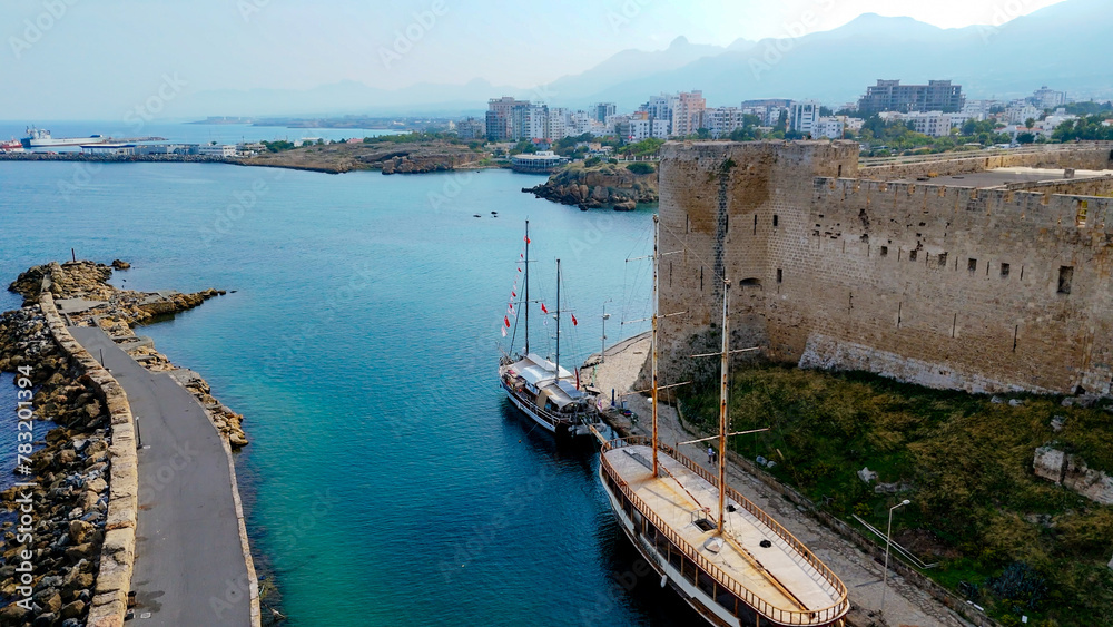 Aerial pictures taken with a DJI Mini 4 Pro drone over Girne Castle in Cyprus