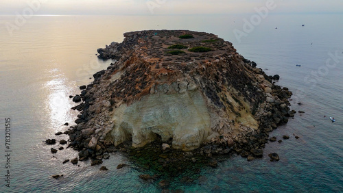 Aerial pictures made with a dji mini 4 pro drone over Agios Georgios Chapel & Yeronissos Island