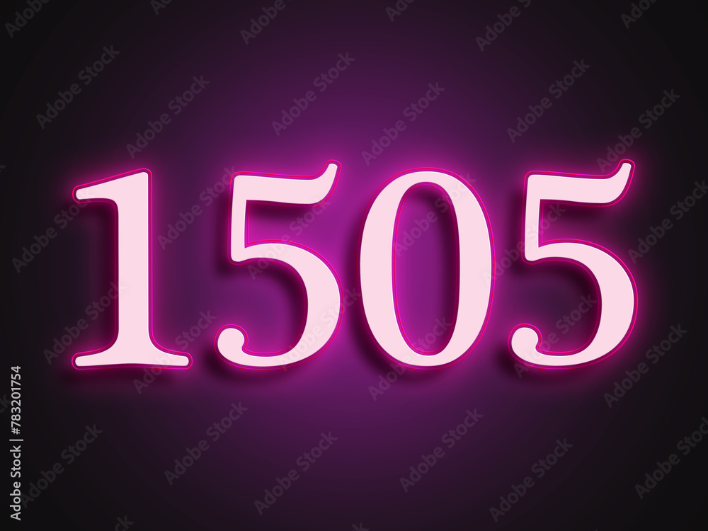 Pink glowing Neon light text effect of number 1505.