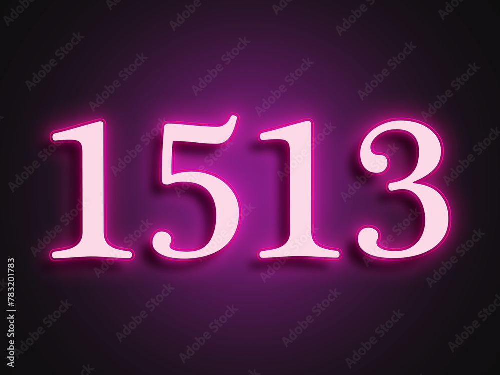 Pink glowing Neon light text effect of number 1513. Pink glowing Neon light text effect of number 1513.
