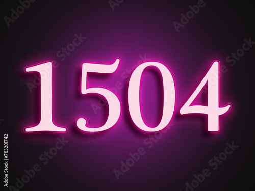 Pink glowing Neon light text effect of number 1504.