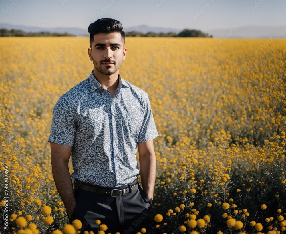 Man in a Field of Yellow Flowers