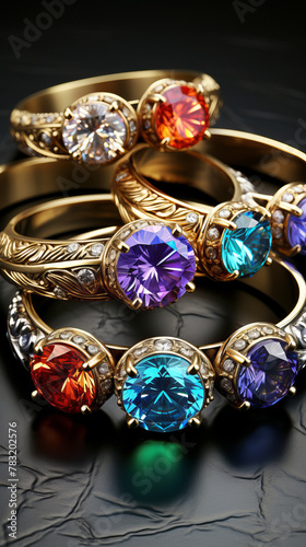 Luxurious Gemstone rings: Colorful and precious stone jewelry.