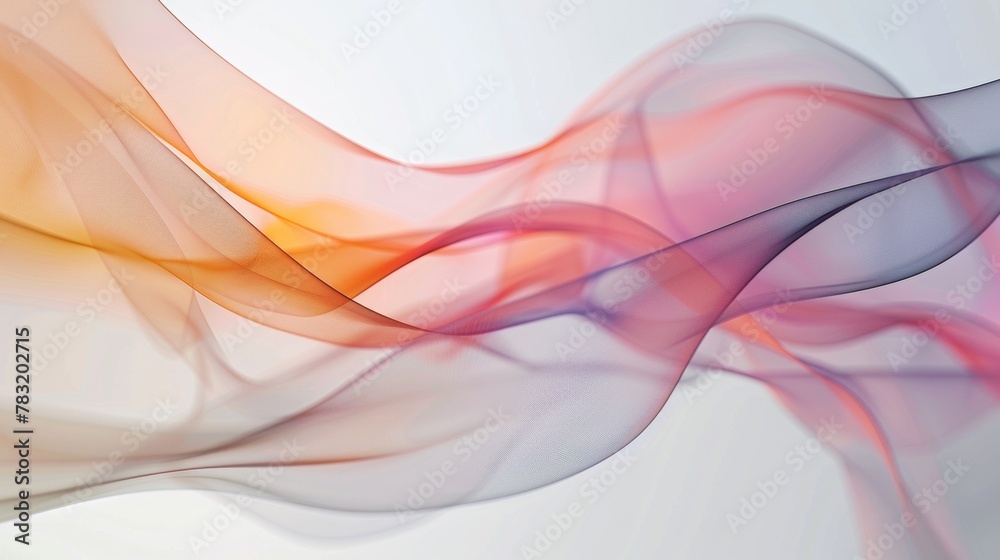 Fototapeta premium abstract translucent lines with a blurred color gradient on pure white background, uhd image, fine lines, delicate curves, glass as a material, light gray, soft-focus, smooth surfaces,